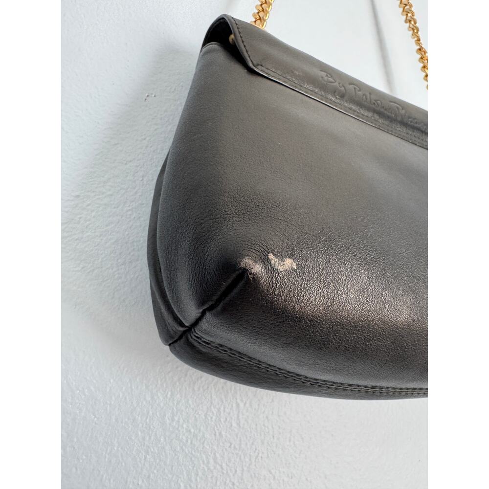 Vintage Palomo Picasso Vintage Black Leather Flap Chain Crossbody Shoulder Bag - Picture 6 of 10